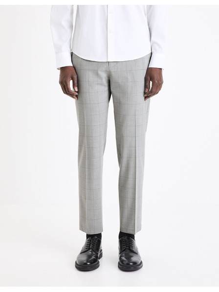 Celio Svijetlo sive muške chino hlače na kockice Celio Gocarreau
