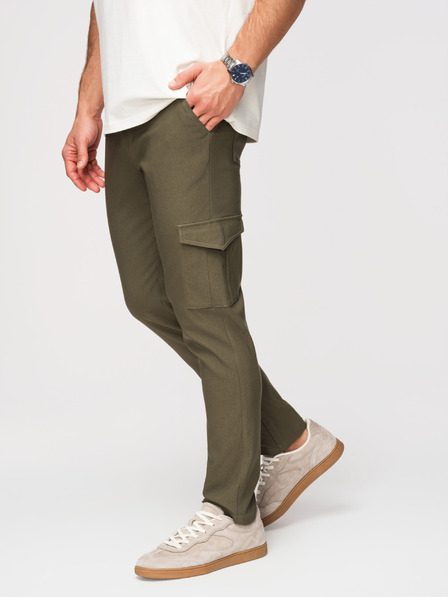 Ombre Clothing Muške hlače REGULAR sa cargo džepovima - tamno maslinasto zelene V1 P1515 Ombre Clothing