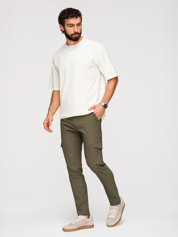Ombre Clothing Muške hlače REGULAR sa cargo džepovima - tamno maslinasto zelene V1 P1515 Ombre Clothing