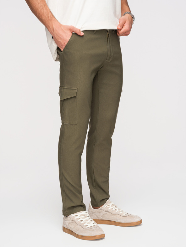 Ombre Clothing Muške hlače REGULAR sa cargo džepovima - tamno maslinasto zelene V1 P1515 Ombre Clothing