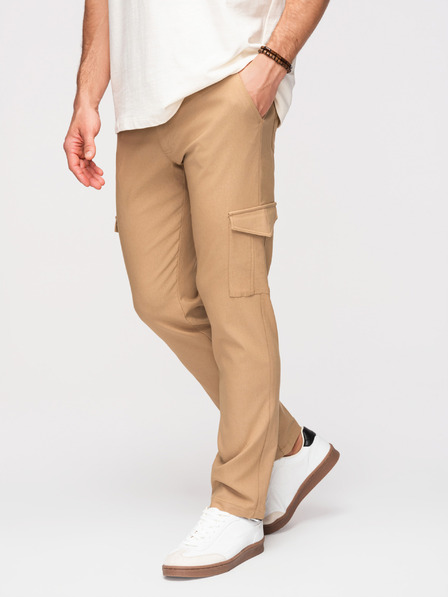 Ombre Clothing Muške hlače REGULAR sa cargo džepovima - svjetlo smeđe V4 P1515 Ombre Clothing