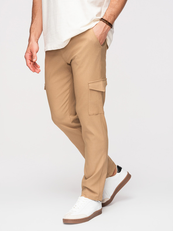 Ombre Clothing Muške hlače REGULAR sa cargo džepovima - svjetlo smeđe V4 P1515 Ombre Clothing