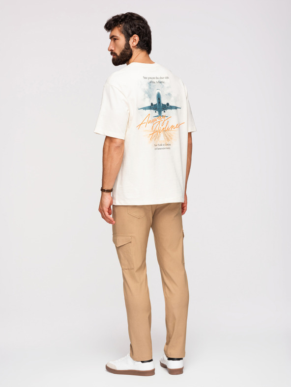 Ombre Clothing Muške hlače REGULAR sa cargo džepovima - svjetlo smeđe V4 P1515 Ombre Clothing