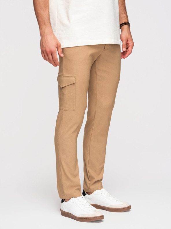 Ombre Clothing Muške hlače REGULAR sa cargo džepovima - svjetlo smeđe V4 P1515 Ombre Clothing