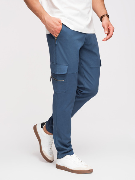 Ombre Clothing Muške hlače sa ravnim nogavicama i zip džepovima - tamno plave V1 P1517 Ombre Clothing