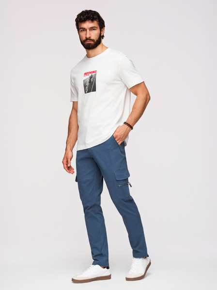 Ombre Clothing Muške hlače sa ravnim nogavicama i zip džepovima - tamno plave V1 P1517 Ombre Clothing