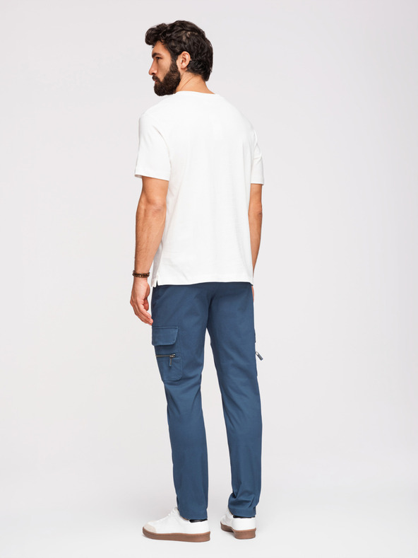 Ombre Clothing Muške hlače sa ravnim nogavicama i zip džepovima - tamno plave V1 P1517 Ombre Clothing