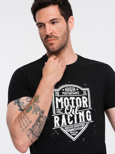 Ombre Clothing Crna muška majica s Ombre Clothing printom