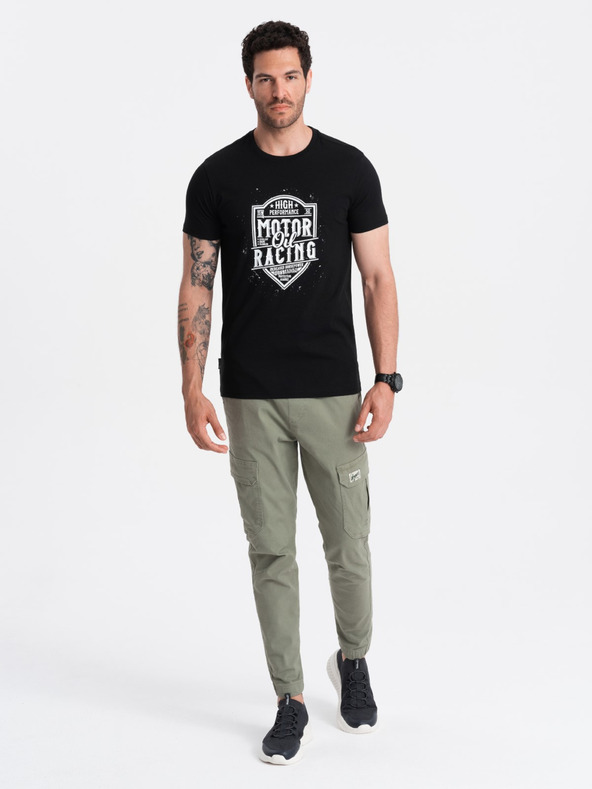 Ombre Clothing Crna muška majica s Ombre Clothing printom