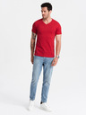 Ombre Clothing Crvena muška pamučna osnovna majica s izrezom Ombre Clothing