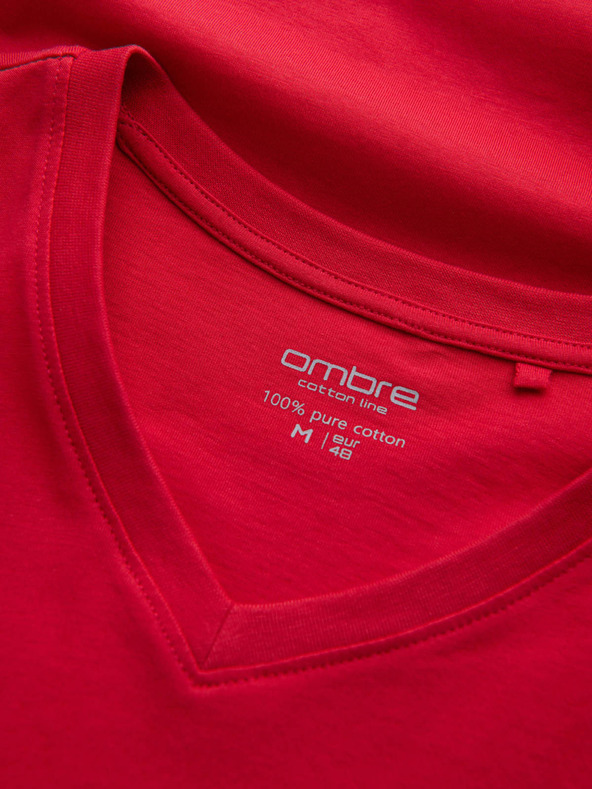 Ombre Clothing Crvena muška pamučna osnovna majica s izrezom Ombre Clothing