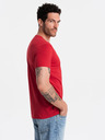 Ombre Clothing Crvena muška pamučna osnovna majica s izrezom Ombre Clothing