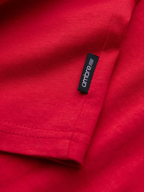 Ombre Clothing Crvena muška pamučna osnovna majica s izrezom Ombre Clothing