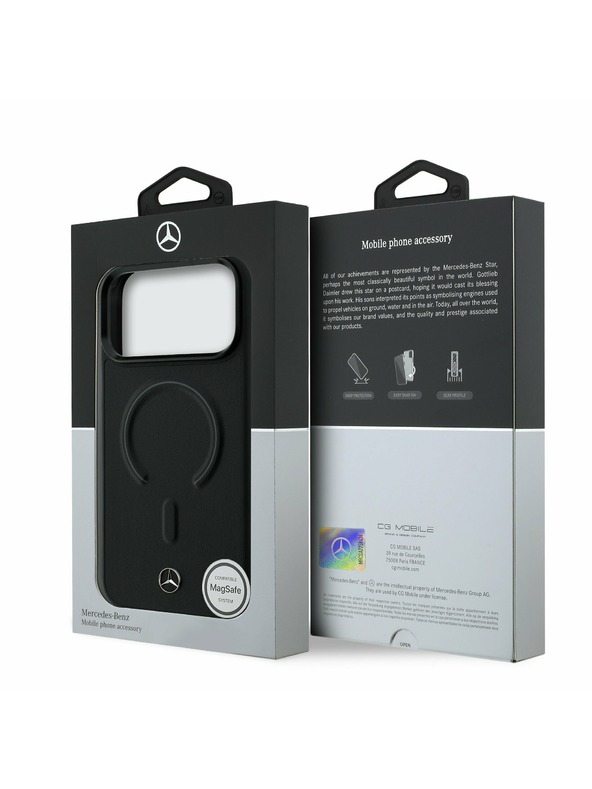 Mercedes Mercedes PU Leather 3D MagSafe Stražnja Kapa za iPhone 17 Pro Black