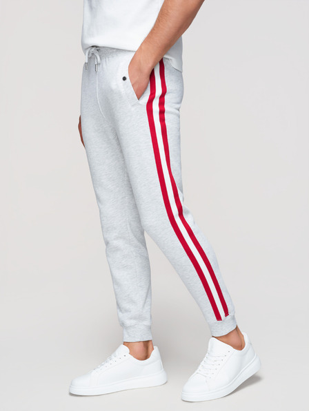 Ombre Clothing Muške trenirke sa obroubom i rebrastvom na nogavicama - siva melirana V1 P1519 Ombre Clothing
