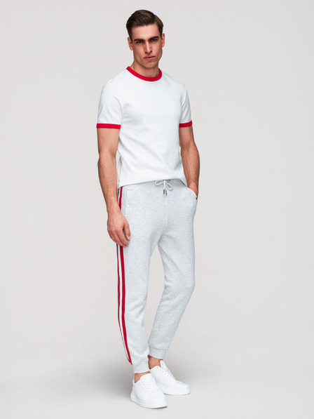 Ombre Clothing Muške trenirke sa obroubom i rebrastvom na nogavicama - siva melirana V1 P1519 Ombre Clothing