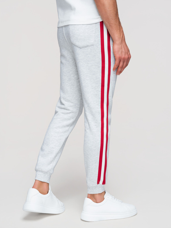 Ombre Clothing Muške trenirke sa obroubom i rebrastvom na nogavicama - siva melirana V1 P1519 Ombre Clothing