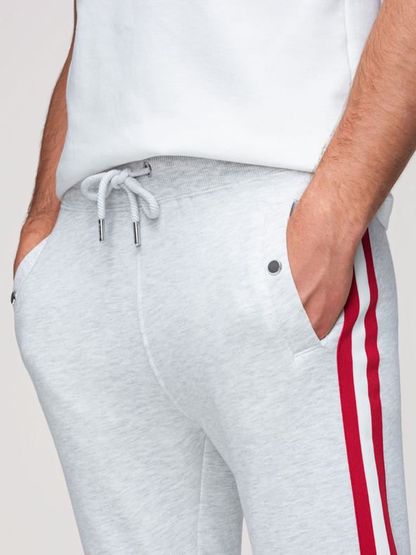 Ombre Clothing Muške trenirke sa obroubom i rebrastvom na nogavicama - siva melirana V1 P1519 Ombre Clothing