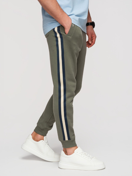 Ombre Clothing Muške trenirkaste hlače sa obroubom i rebrastvom na nogavicama - maslinasto zelena V2 P1519 Ombre Clothing