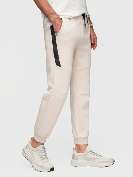 Ombre Clothing Muške trenirke sa rebrastim manžetama i dekorativnim zipom - pijesak V6 P1520 Ombre Clothing
