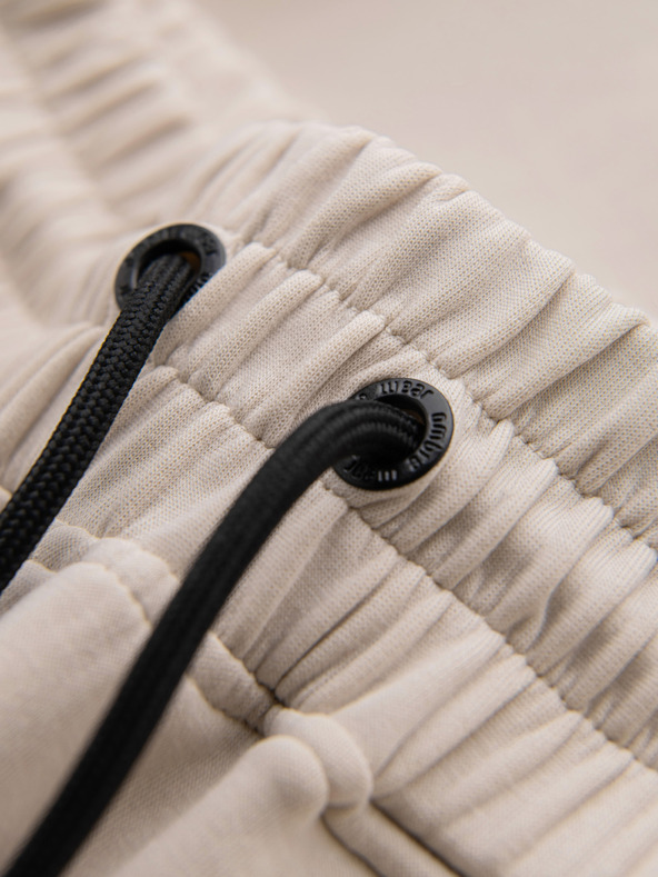 Ombre Clothing Muške trenirke sa rebrastim manžetama i dekorativnim zipom - pijesak V6 P1520 Ombre Clothing