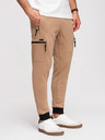 Ombre Clothing Muške trenirke JOGGER s džepovima na bedrima i kontrastnim vstavljenim dijelovima - svijetlo smeđa V4 OM-PASK-0222 Ombre Clothing
