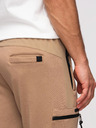 Ombre Clothing Muške trenirke JOGGER s džepovima na bedrima i kontrastnim vstavljenim dijelovima - svijetlo smeđa V4 OM-PASK-0222 Ombre Clothing