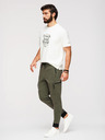 Ombre Clothing Muške trenirke JOGGER s džepovima na bedrima i kontrastnim vstavljenim dijelovima - maslinasto zelena V5 OM-PASK-0222 Ombre Clothing