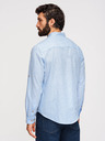 Ombre Clothing Muška prugasta lanena košulja sa stojačem - bijela i plava V2 OM-SHCS-0189 Ombre Clothing