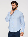 Ombre Clothing Muška prugasta lanena košulja sa stojačem - bijela i plava V2 OM-SHCS-0189 Ombre Clothing