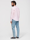 Ombre Clothing Muška prugasta lanena košulja sa stojačem - bijela i ružičasta V3 OM-SHCS-0189 Ombre Clothing