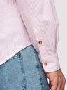 Ombre Clothing Muška prugasta lanena košulja sa stojačem - bijela i ružičasta V3 OM-SHCS-0189 Ombre Clothing