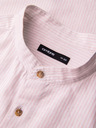 Ombre Clothing Muška prugasta lanena košulja sa stojačem - bijela i ružičasta V3 OM-SHCS-0189 Ombre Clothing