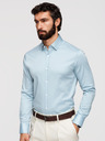 Ombre Clothing Muška klasična košulja SLIM FIT od satenske tkanine - plava V2 OM-SHOS-0211 Ombre Clothing