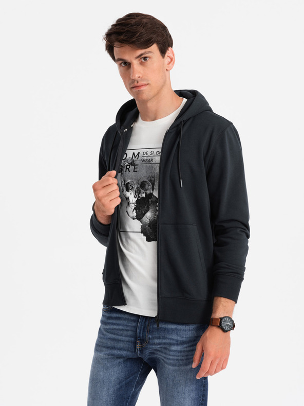 Ombre Clothing Muška pamučna dukserica BASIC sa zipom Ombre Clothing