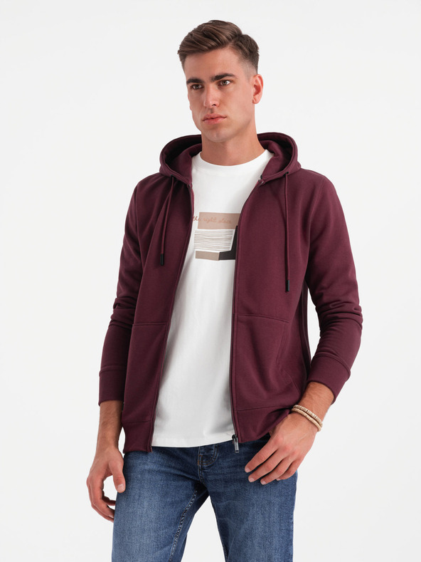 Ombre Clothing Muška pamučna dukserica BASIC sa zipom Ombre Clothing