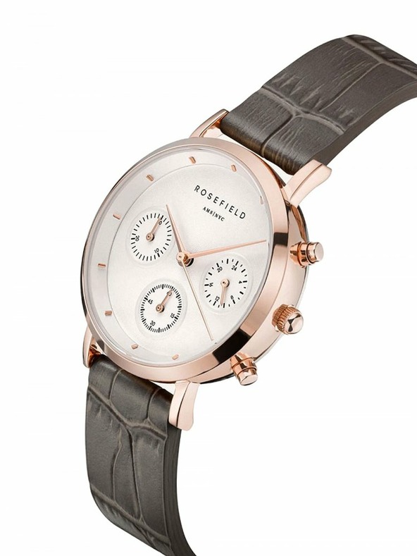 Rosefield Rosefield satovi NCGRG-N95 The Gabby White Sunray Croco Grey Rose Gold