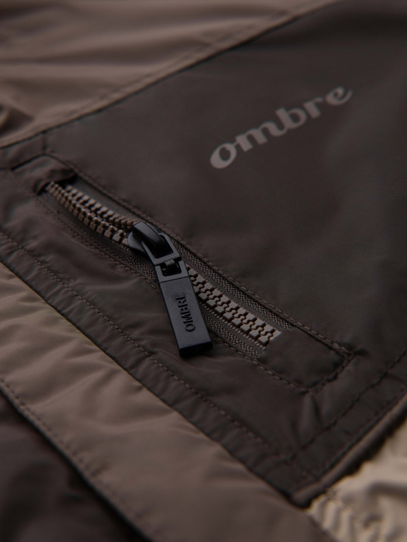 Ombre Clothing Muška lagana šarena sportska jakna s flisom bež Ombre Odjeća