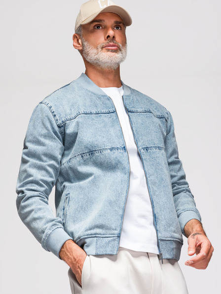 Ombre Clothing Muška traper bomber jakna s efektom pranja kamena - svijetloplava V3 OM-JADJ-0163 Ombre odjeća