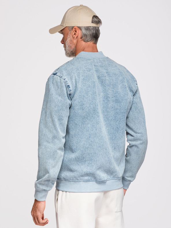 Ombre Clothing Muška traper bomber jakna s efektom pranja kamena - svijetloplava V3 OM-JADJ-0163 Ombre odjeća