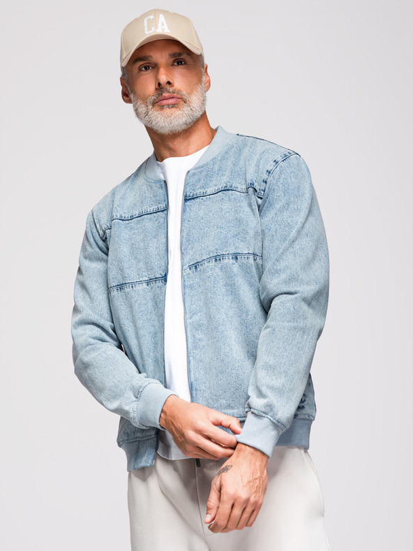 Ombre Clothing Muška traper bomber jakna s efektom pranja kamena - svijetloplava V3 OM-JADJ-0163 Ombre odjeća