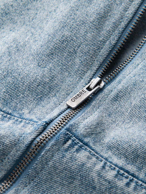 Ombre Clothing Muška traper bomber jakna s efektom pranja kamena - svijetloplava V3 OM-JADJ-0163 Ombre odjeća
