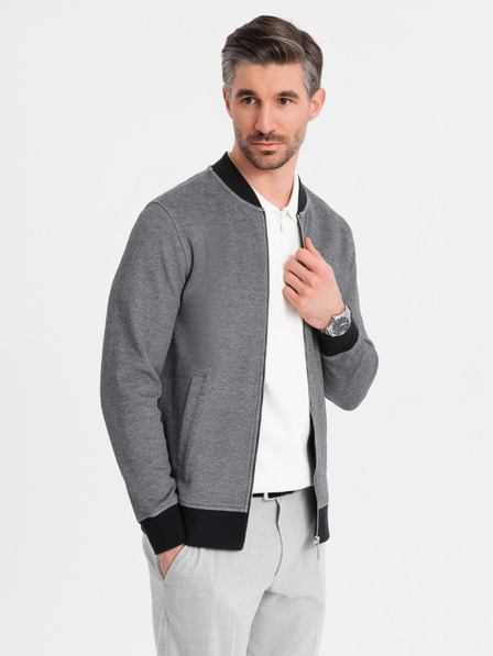 Ombre Clothing Muška pletena bomber jakna - crna