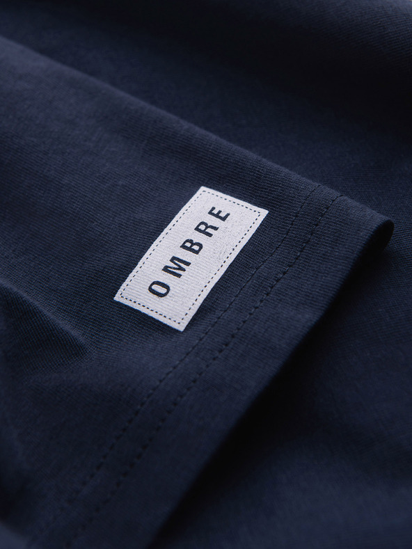 Ombre Clothing Muška pamučna majica sa printom u univerzitetskom stilu - tamno plava V3 OM-TSPT-0269 Ombre Clothing
