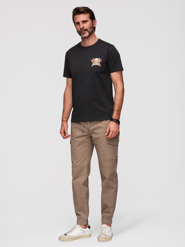 Ombre Clothing Muška pamučna majica regular fit sa vintage printom tetovaže - V2 black OM-TSPT-0257 Ombre Clothing