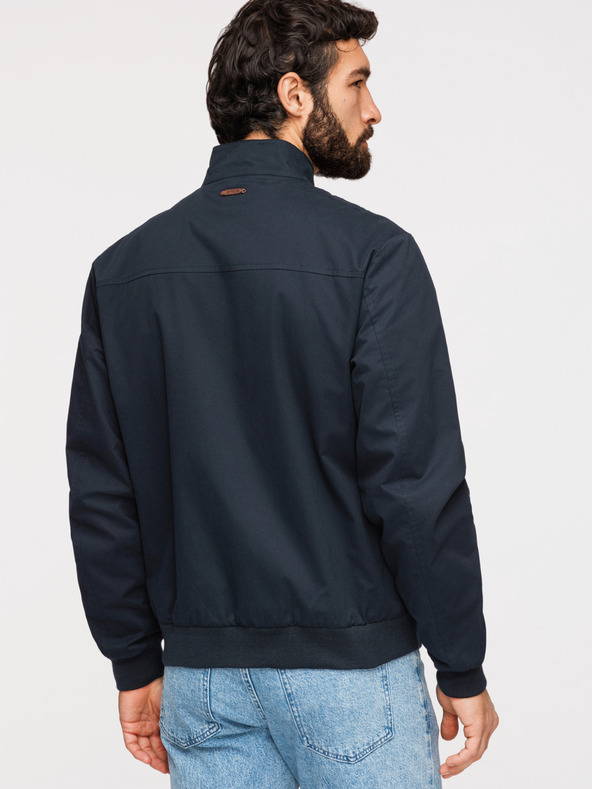 Ombre Clothing Muška jakna Harrington sa stojećim ovratnikom i karirastom podstavom - tamno plava V2 OM-JANP-0326 Ombre Clothing