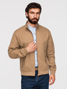 Ombre Clothing Muška jakna Harrington sa stojećim ovratnikom i karirastom podstavom - svijetlo smeđa V5 OM-JANP-0326 Ombre Clothing