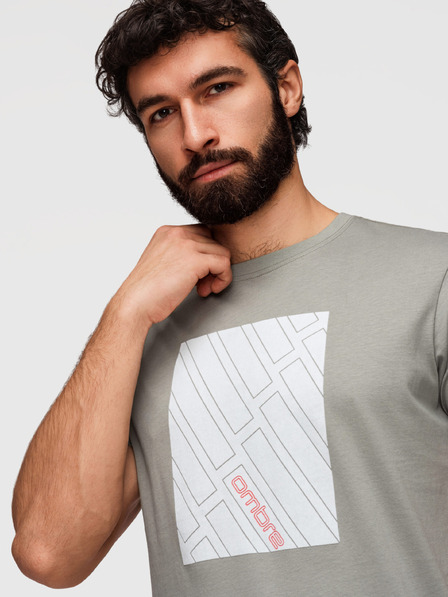 Ombre Clothing Muška pamučna majica s geometrijskim printom - siva V3 OM-TSPT-0259 Ombre Clothing