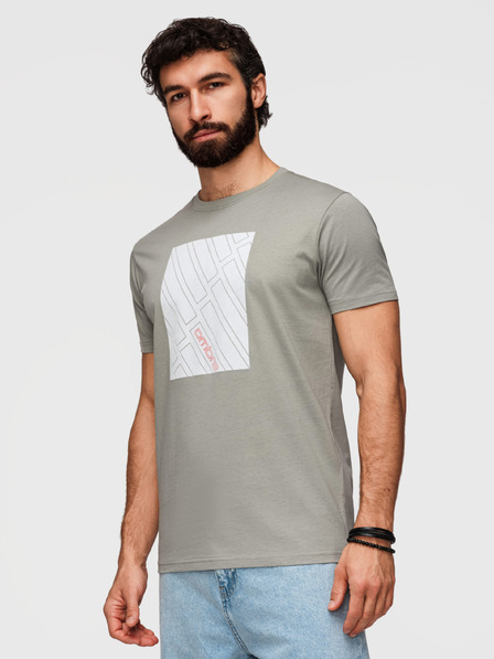 Ombre Clothing Muška pamučna majica s geometrijskim printom - siva V3 OM-TSPT-0259 Ombre Clothing