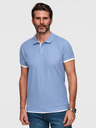 Ombre Clothing Muška pamučna polo majica s kontrastnim rubom - plava V3 OM-POSS-0170 Ombre Clothing